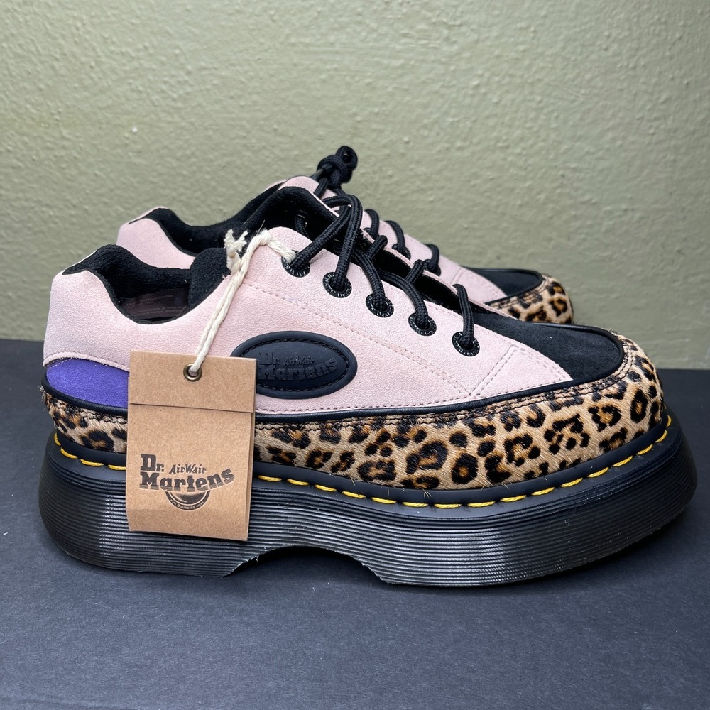 Dr Martens Buzz 5 Leather Platform Shoes Women's Size 7 Leopard Suede Docs New